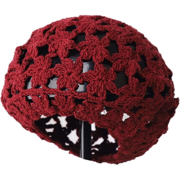 LinYooLi Hand Hook Hollowed-Out Petal-Shaped Beret, Hair Cap