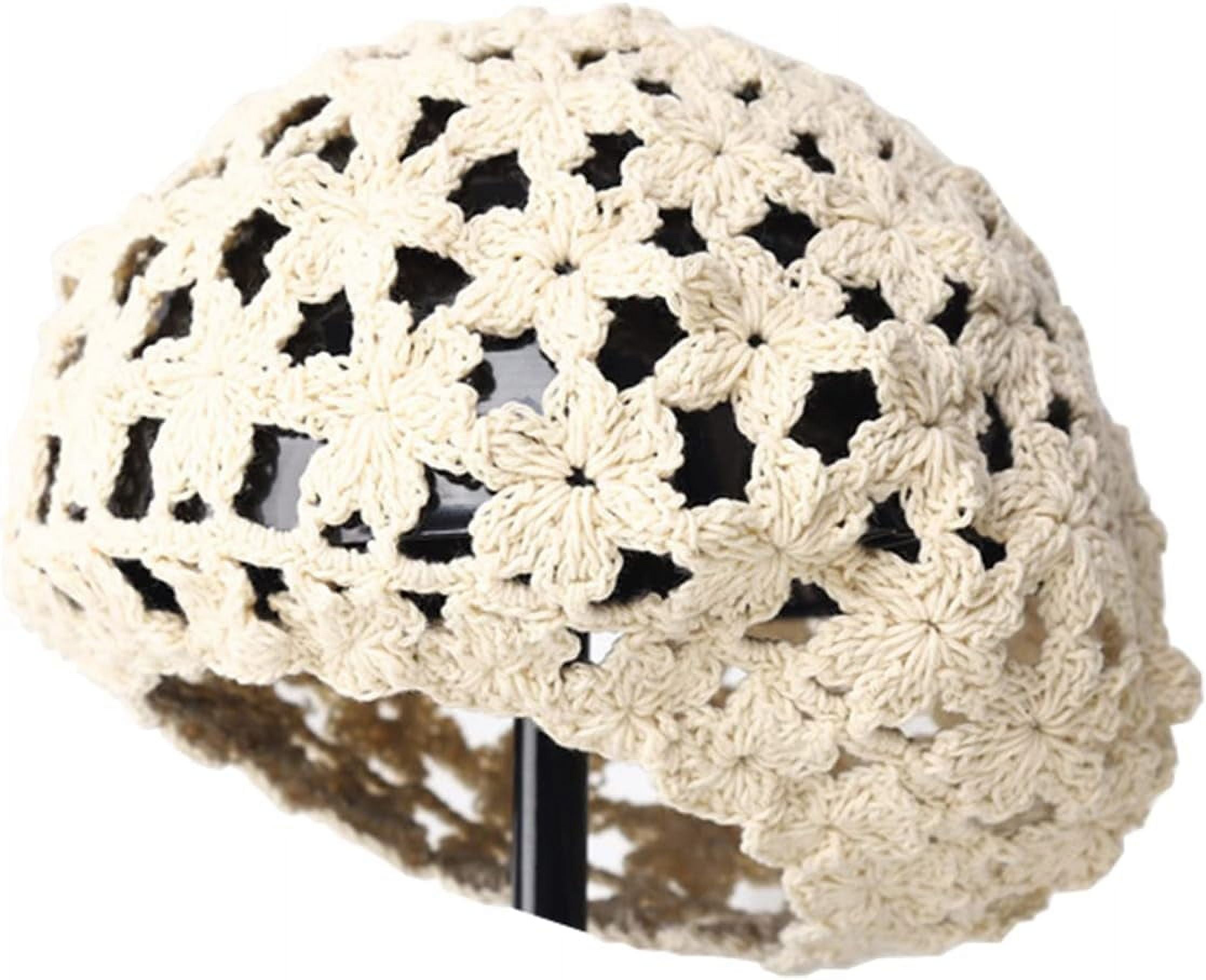 LinYooLi Hand Hook Hollowed-Out Petal-Shaped Beret, Hair Cap