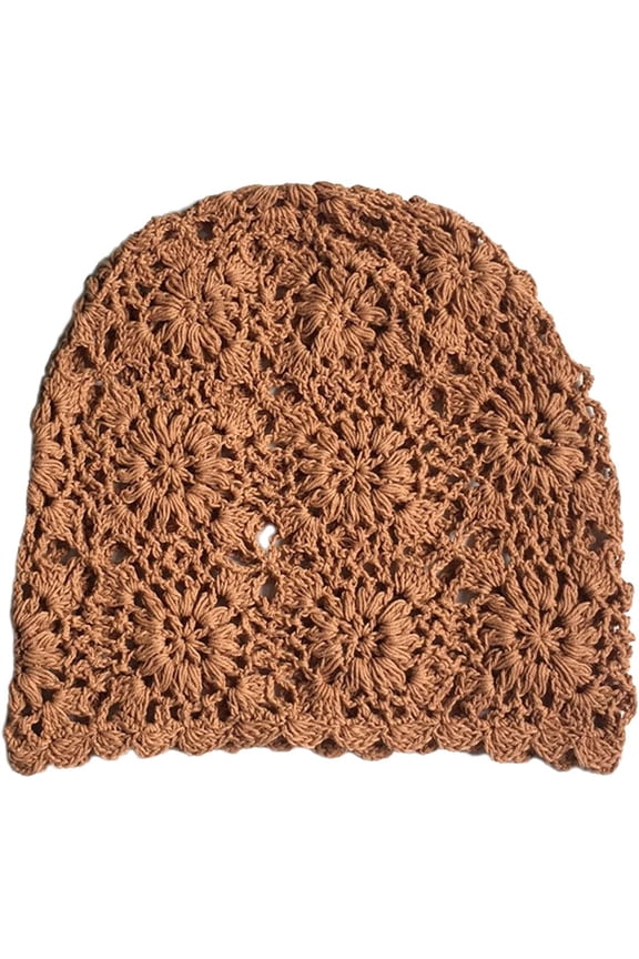 Hand-Hook Three-Row Flower Retro Four Seasons Hand-Hook Flower Bell hat, Beanie Cap
