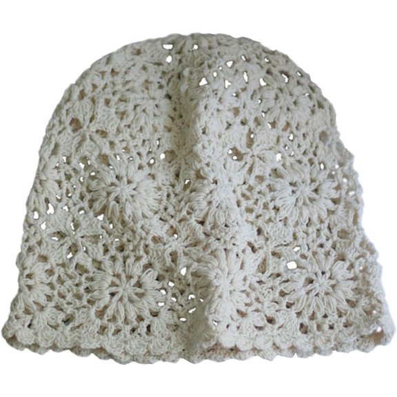 LinYooLi Hand-Hook Three-Row Flower Retro Four Seasons Hand-Hook Flower Bell hat, Beanie Cap