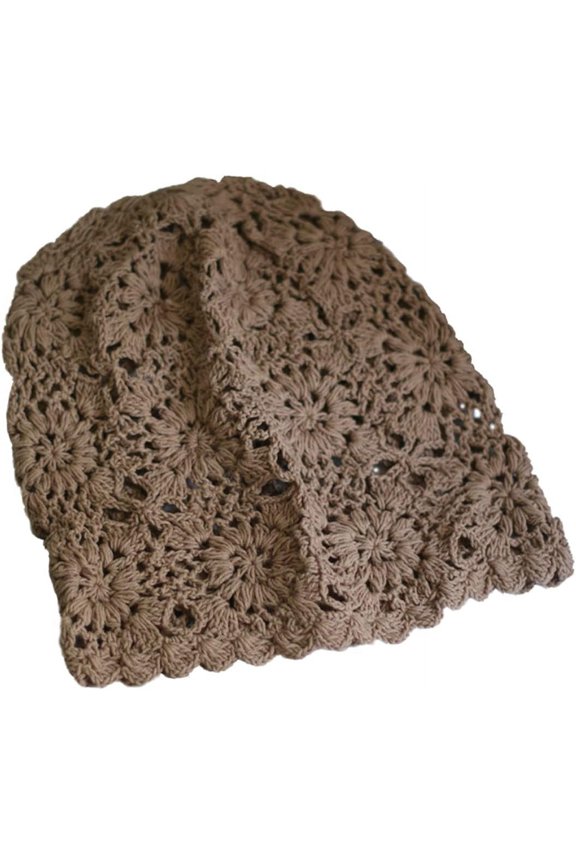 Hand-Hook Three-Row Flower Retro Four Seasons Hand-Hook Flower Bell hat, Beanie Cap