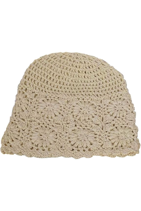 Hand Woven Hollowed-Out hat Stylish and Charming Flower Beanie