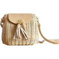 thumbnail image 1 of LinYooLi Handwoven Round Rattan Bag Beach Style Woven Shoulder Bag with Leather Strap, 1 of 4