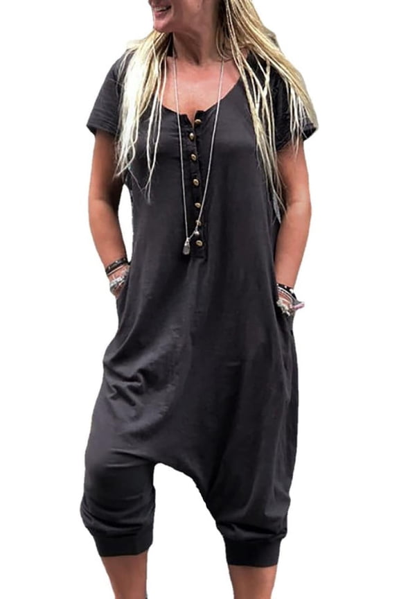 Harajuku Loose Size One Piece Pants Gothic Dropped Crotch Casual Capris Korean Gothic Fashion Hip Hop