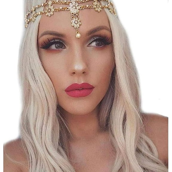 LinYooLi Head Jewelry for Women Silver Head Chain Headpiece Hair Jewelry Boho Wedding Headbands for Bride Hair Accessories for Wedding Party Halloween