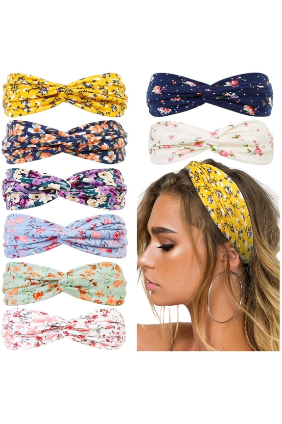 Headbands for Women Twist Knotted Women Head Bands Boho Stretchy Hair Bands Non Slip for Girls Criss Cross Turban Plain Headwrap Yoga Workout Vintage Hair Accessories, Solid Color