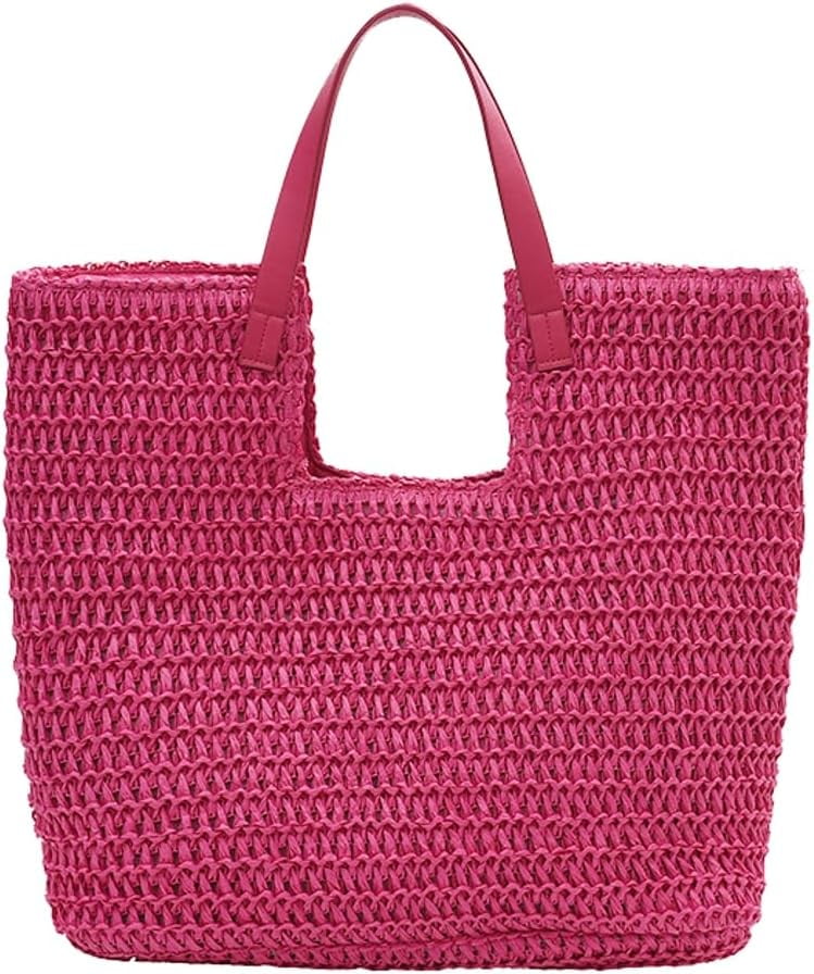 Woven Purse Phxpxi Women Large Capacity Straw Bag Vintage Crochet