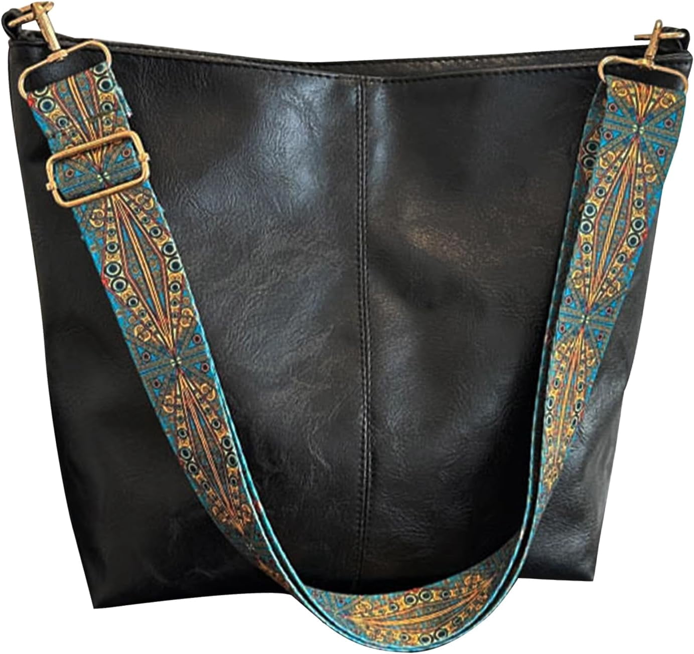 LinYooLi Hobo Bags for Women Crossbody Handbags Guitar Strap Shoulder Bucket Bag Vegan Leather Purse Trendy Boho Tote Purses