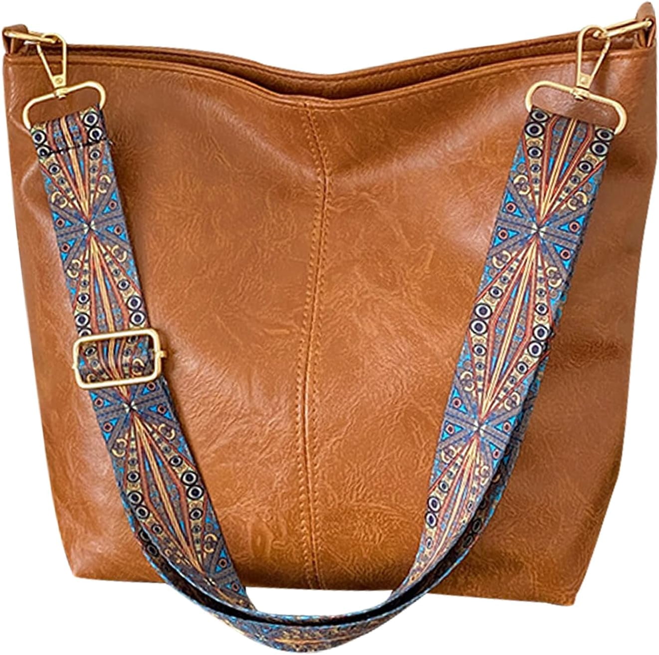 LinYooLi Hobo Bags for Women Crossbody Handbags Guitar Strap Shoulder Bucket Bag Vegan Leather Purse Trendy Boho Tote Purses