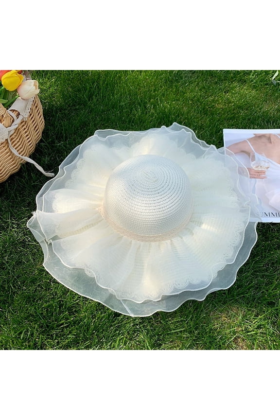 Lace Big Hat, Brima, Female In Summer Beach Beach Sunscreen Hats
