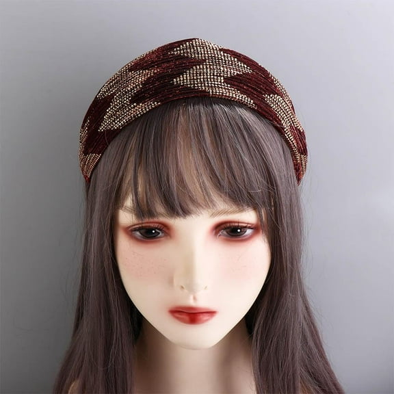 LinYooLi Lace Headband for Women, Boho Wide Headbands Hollow Headband Hair Band Colorful Embroidery Headband Wedding Headband(wine red)