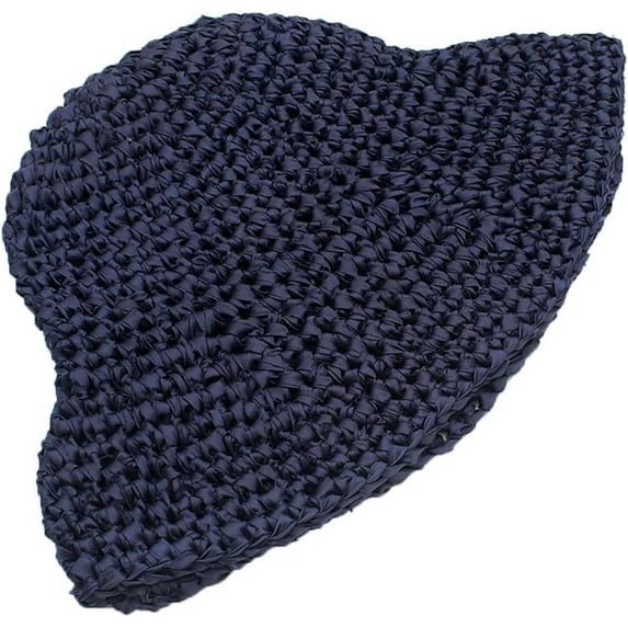 LinYooLi Ladies Sun Hat Hand Woven Cap Artistic Solid Color Strip Fisherman Hat Shopping Hollow Headdress Summer
