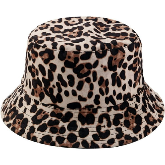 LinYooLi Leopard Lightweight Outdoor Beach Vacation Travel Sun Hat Bucket Hat for Women