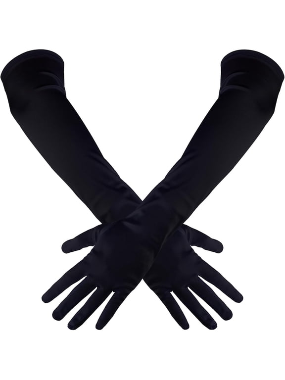 Long Black Gloves Black Long Gloves Satin Gloves 20 Inch Elbow Length Gloves Black Gloves Costume 1920s Opera Gloves Women