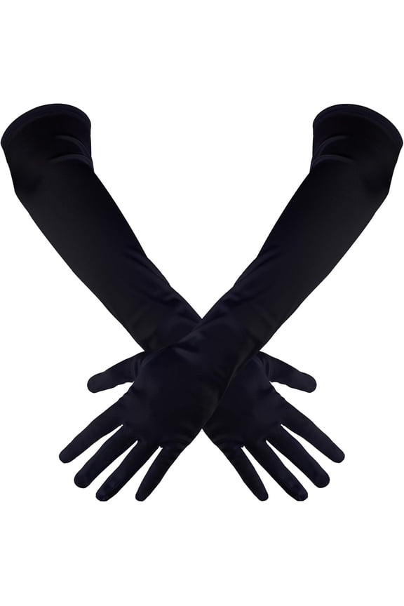 Long Black Gloves Black Long Gloves Satin Gloves 20 Inch Elbow Length Gloves Black Gloves Costume 1920s Opera Gloves Women