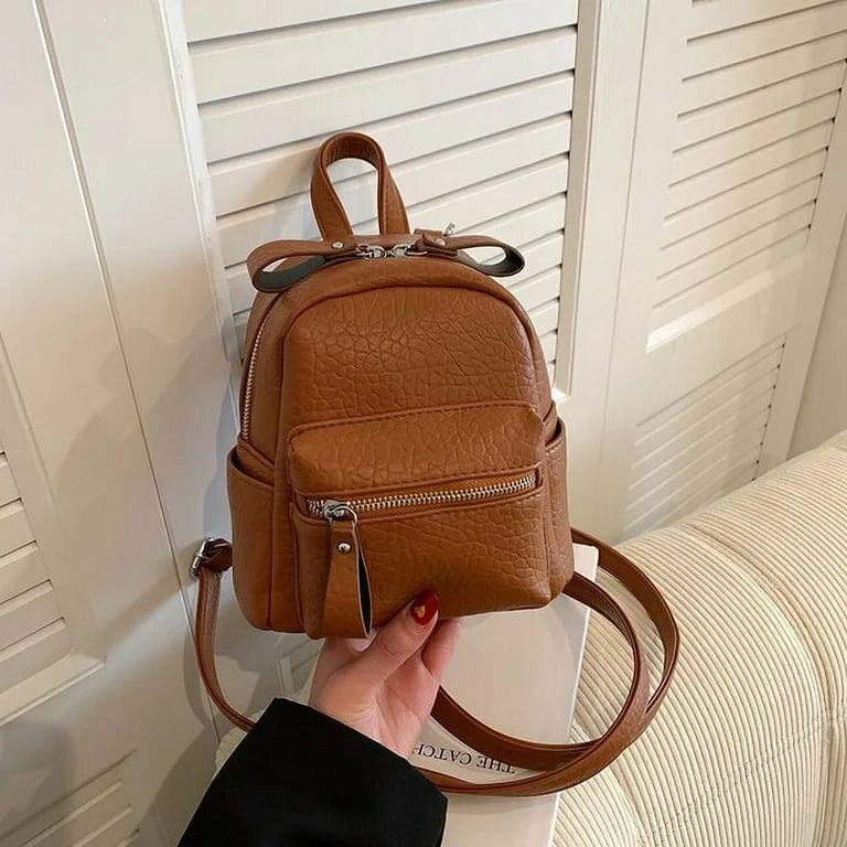 LinYooLi Luxury Brand Designer Women s Backpacks Fashion High Quality Leather Small School Bags for Girls Solid Color Travel Backpacks Walmart