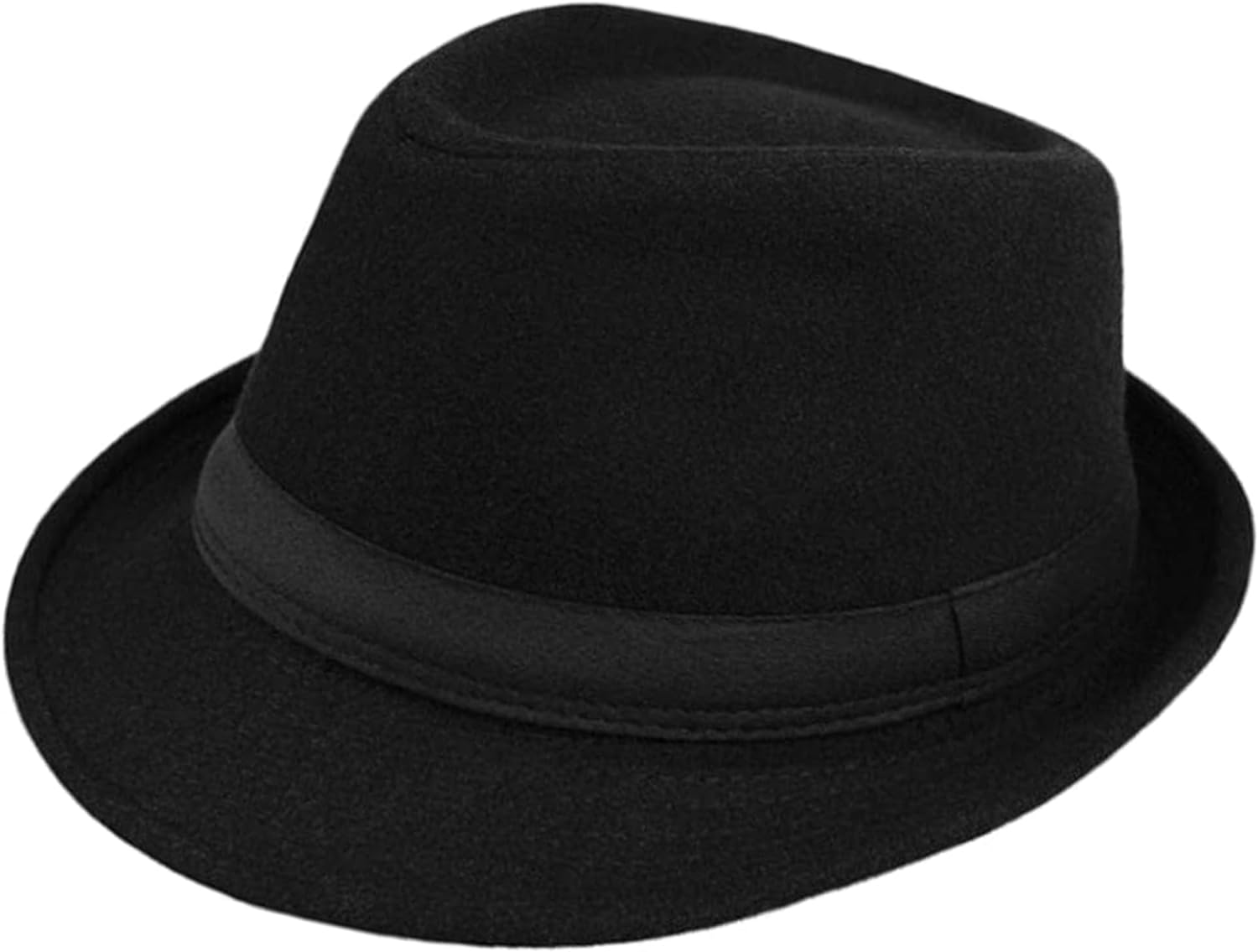 LinYooLi Mens 1920s Gatsby Felt Fedora Hat 20s Black Gangster Trilby ...