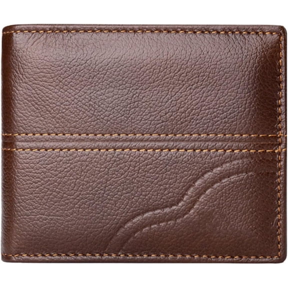 LinYooLi Mens Genuine Leather Bifold Wallet With ID Window (A30 Brown)