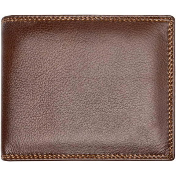LinYooLi Mens Genuine Leather Bifold Wallet With ID Window (A30 Brown)
