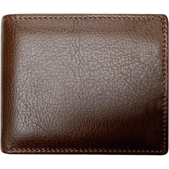 LinYooLi Mens Genuine Leather Bifold Wallet With ID Window (A30 Brown)