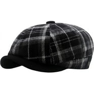 Men's Newsboy Flat Cap – 8 Panel Baker Boy Hat, Adjustable, Solid Black