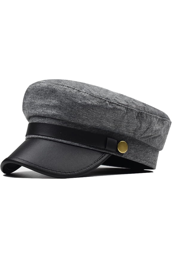 Mens Womens Newsboy Cap Yacht Captain Sailor Hat Cabbie Baker Boy Faux Leather Cadet Beret