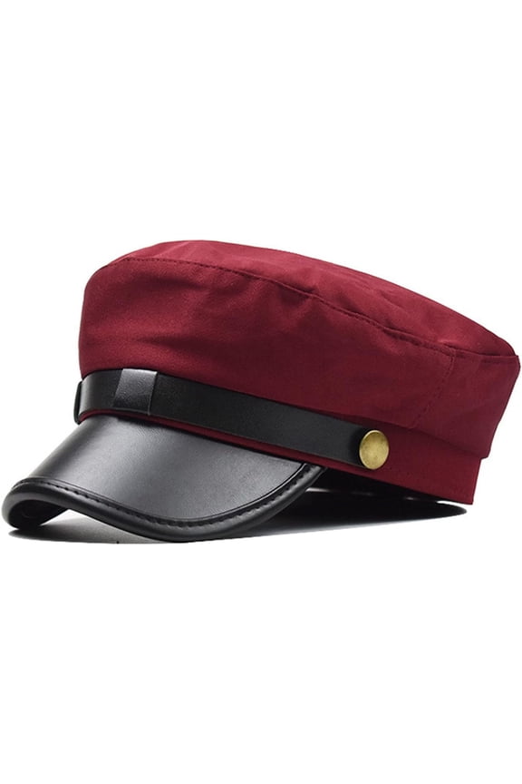 Mens Womens Newsboy Cap Yacht Captain Sailor Hat Cabbie Baker Boy Faux Leather Cadet Beret