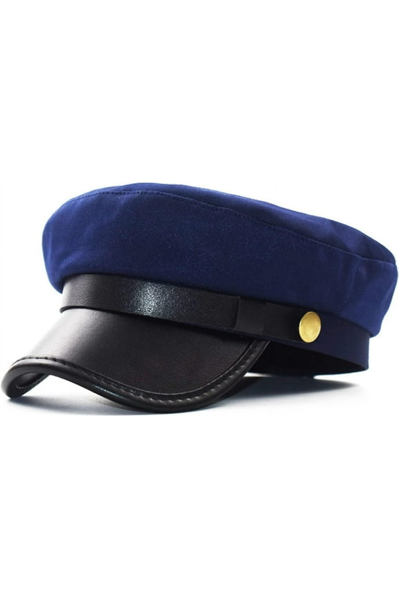 Mens Womens Newsboy Cap Yacht Captain Sailor Hat Cabbie Baker Boy Faux Leather Cadet Beret
