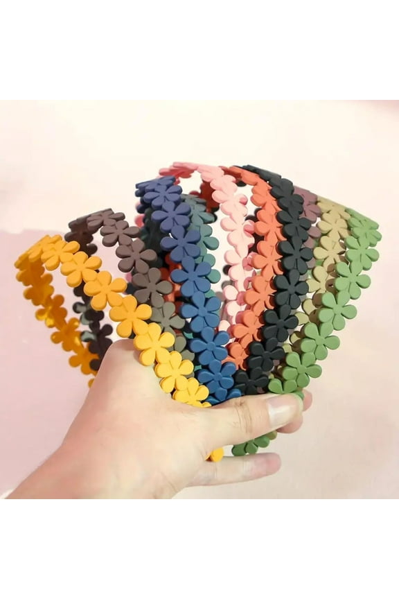 Plastic Flowers Headbands for Women and Girls, 10 Pcs Floral Headband with Teeth Thin Head Bands Combing Hairbands Hair Accessories for Teens Toddlers