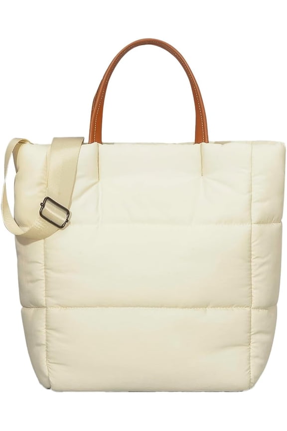 Puffer Tote Bag for Women Trendy Light Padding Quilted Tote Bag Shoulder Crossbody Bag with Adjustable Straps