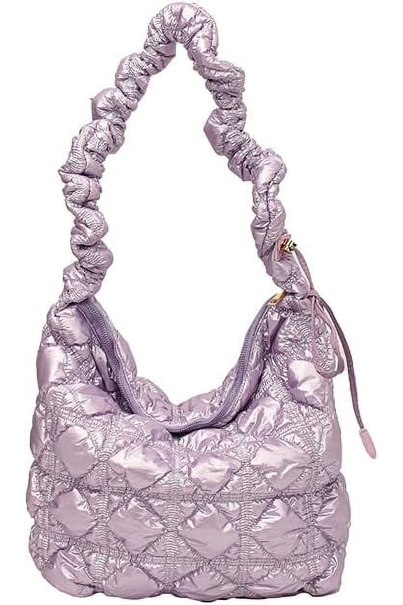 Quilted Crossbody Bags For Women, Puffer Tote Bag Lightweight Trendy Designer Cloud Pleated Crescent Hobo Bag