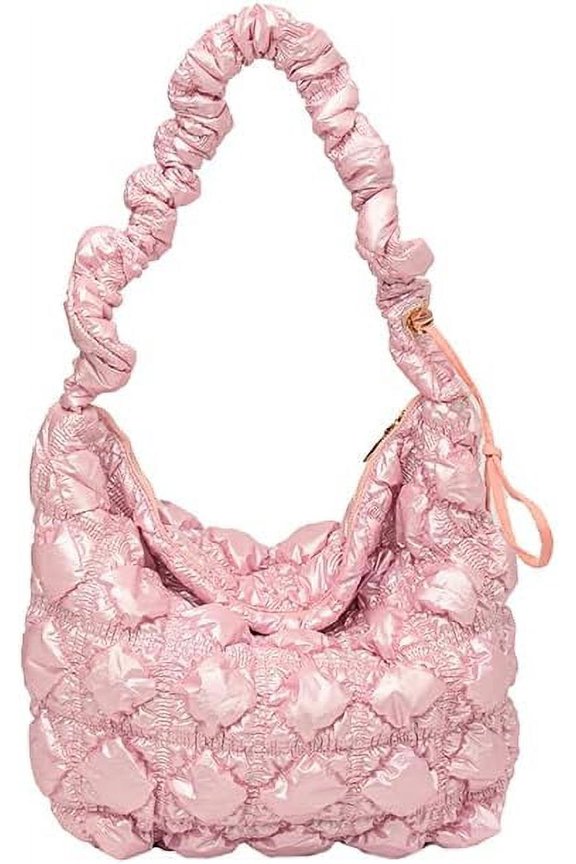Quilted Crossbody Bags For Women, Puffer Tote Bag Lightweight Trendy Designer Cloud Pleated Crescent Hobo Bag