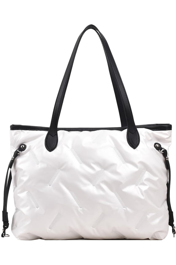 Quilted Tote Bag Soft Trendy Leather Puffer Tote Bag for Women Light Winter Down-Filled Shoulder Handbags Purse