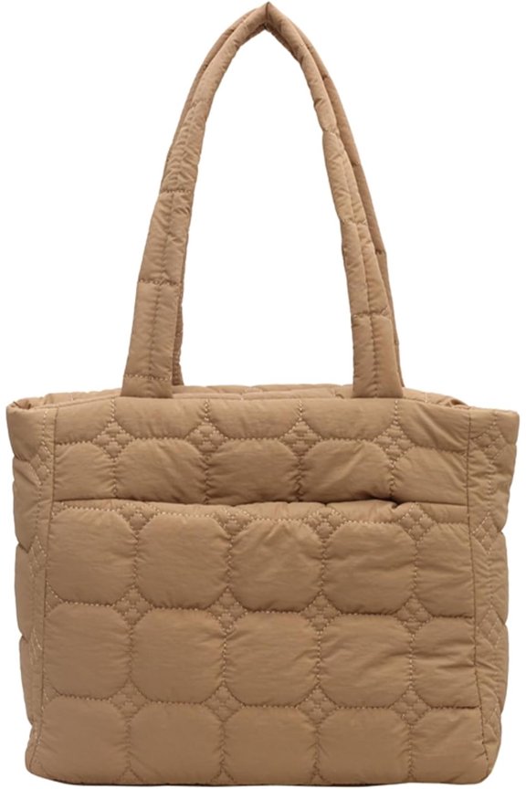 Quilted Tote Bag Soft Trendy Puffer Tote Bag for Women Light Winter Designer Shoulder Handbags with front pocket