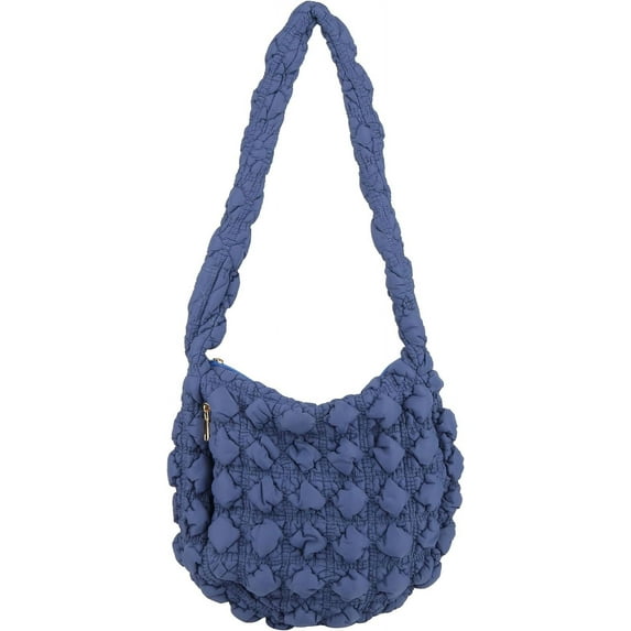 LinYooLi Quilted Tote Bag for Women, Soft Puffer Tote Bag Lightweight Designer Cloud Pleated Hobo Bags with zippers