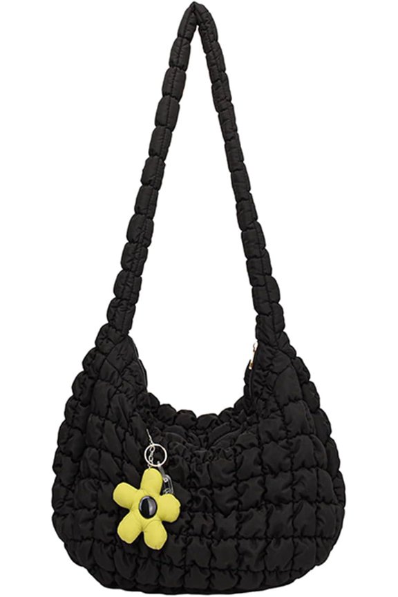 Quilted Tote Bag for Women, Soft Puffer Tote Bag Lightweight Designer Cloud Pleated Shoulder Bag Crossbody