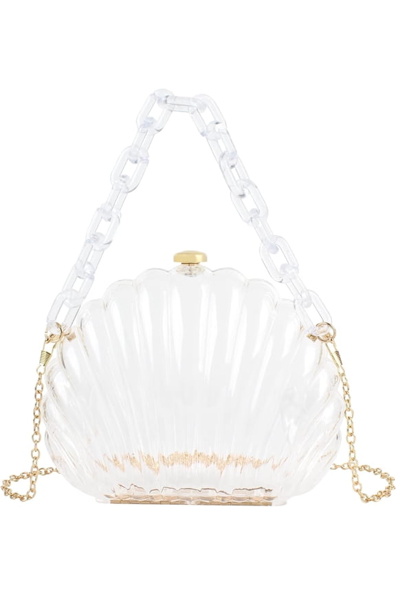 Seashell Evening Clutch Handbags Shell Shape Crossbody Shoulder Bag Clear Purse