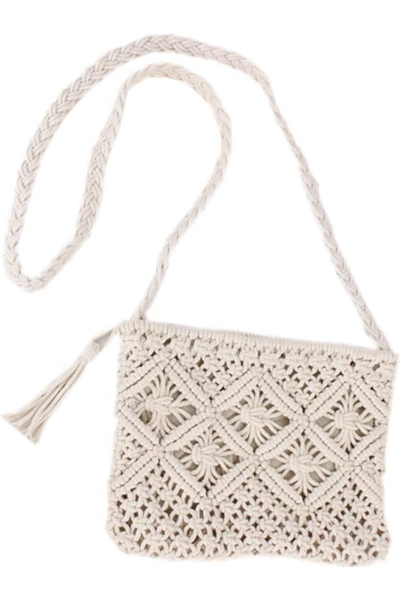 Simple Tassel Clutch Retro Cotton Woven Bag Beach Crochet Purse Knitted Bag