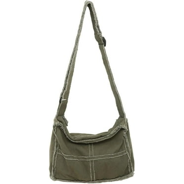 LinYooLi Small Canvas Crossbody Bag for Women Men Y2k Hobo Bags Mini Messenger Bag Shoulder Bag Grunge Hippie Purse
