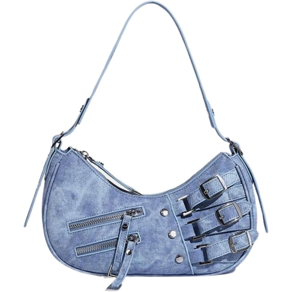LinYooLi Small Handbag for Women Y2k Aesthetic Punk Grunge Chic Hobo Mini Clutch Purse PU Leather Evening Satchel Shoulder Bag