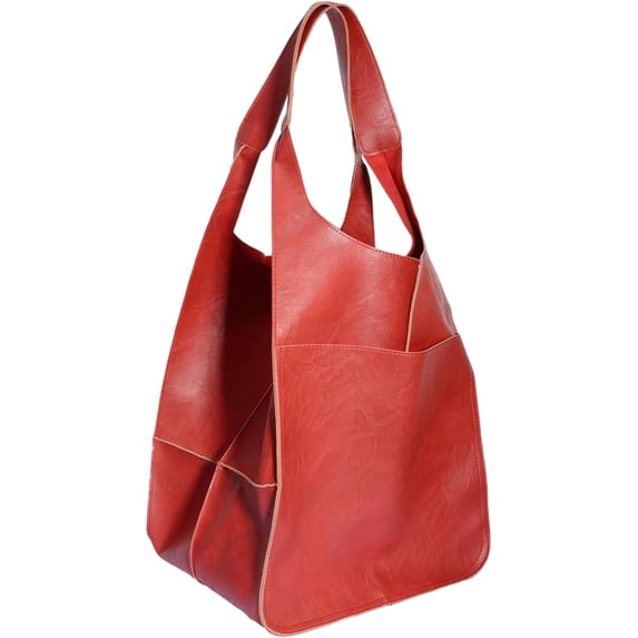 LinYooLi Soft Leather Tote Bag for Women Extra Large Boho Bucket Handbag Oversized Purse Shoulder Bag for Working Traveling