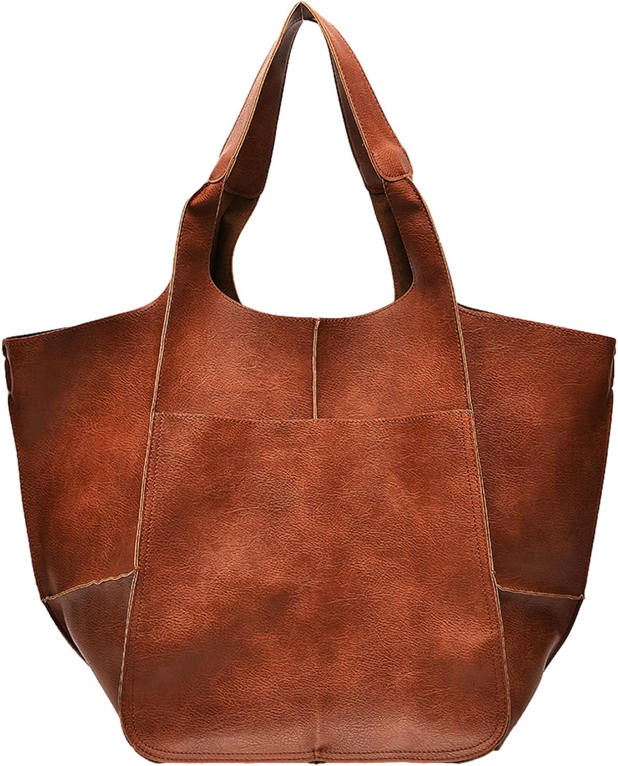 LinYooLi Soft Leather Tote Bag for Women Extra Large Boho Bucket Handbag Oversized Purse Shoulder Bag for Working Traveling Walmart