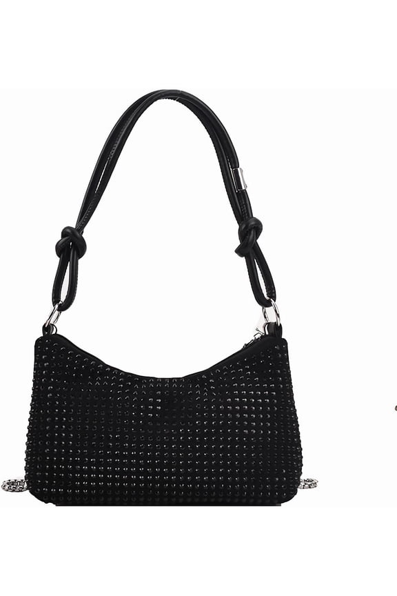 Sparkly Rhinestone Hobo Shoulder Bag for Women Bling Crystal Clutch Purse Sling Bag for Evening Party Cocktail Wedding