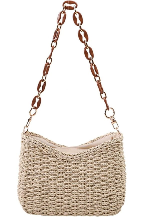 Straw Beach Bag, Summer Straw Bags for Women Trendy Straw Purses and Handbags Shoulder Tote Bag for Vacation
