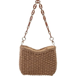 Women s Woven Straw Knitted Bag Handwoven Handbag Boho Summer Beach Bag Tote Purse Walmart