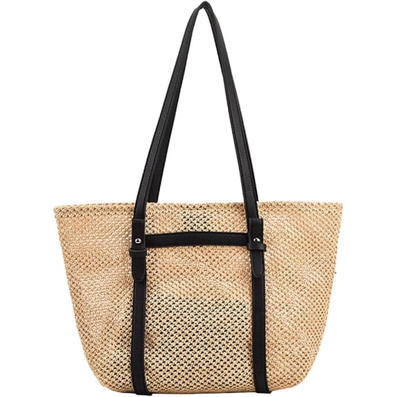 LinYooLi Straw Beach Bag, Summer Woven Tote Bag Large Shoulder Handbag Straw Purses and Handbags for Women Vacation