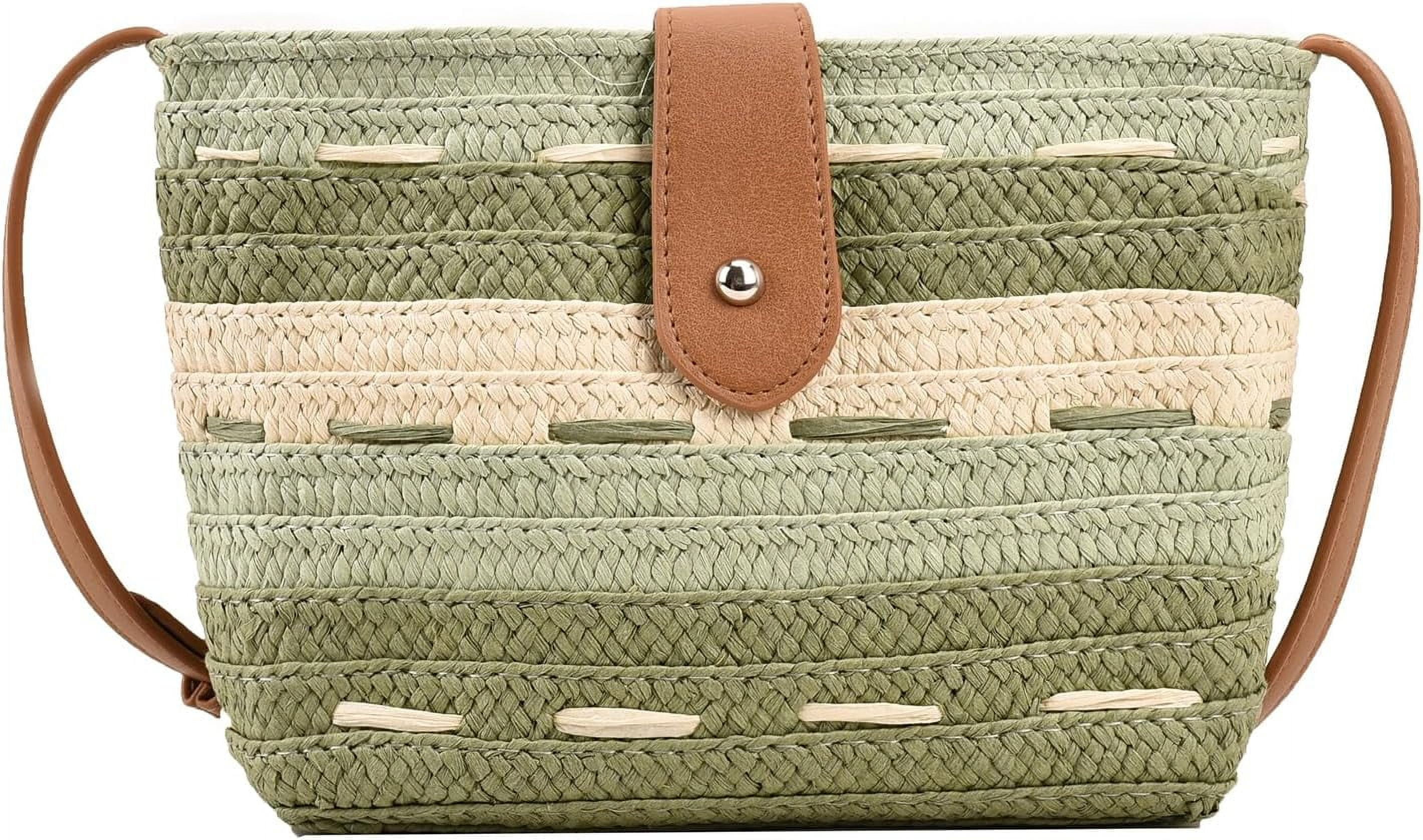 LinYooLi Straw Crossbody Bags for Women, Summer Straw Purse and Handbags Hand Woven Shoulder Clutch Bag for Vacation