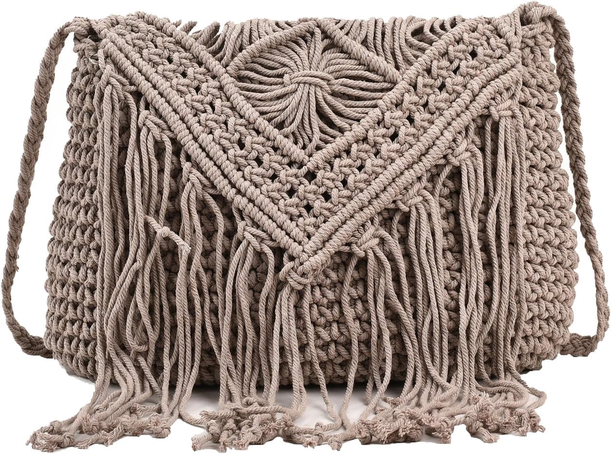 LinYooLi Straw Crossbody Bags for Women, Summer Straw Purses and Handbags with Tassels Shoulder Clutch Bag for Vacation