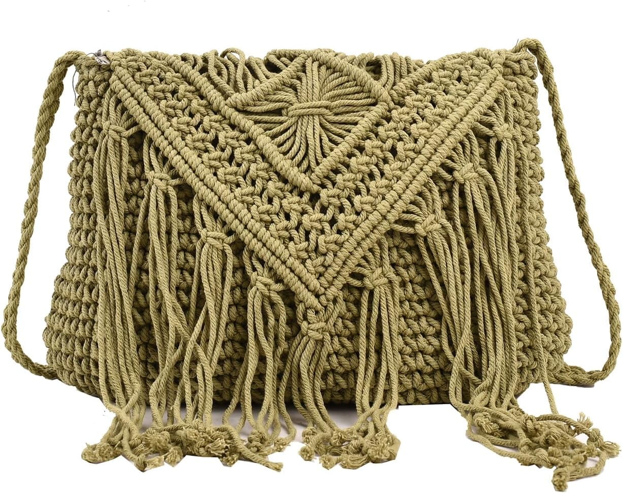 LinYooLi Straw Crossbody Bags for Women, Summer Straw Purses and Handbags with Tassels Shoulder Clutch Bag for Vacation