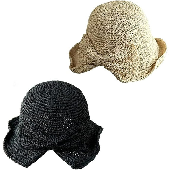 Genmaisima Straw Hat Can Fold On The Beach Hat Girl In Summer Sun Hat Sunscreen Hat Hollowed Out Sunshade